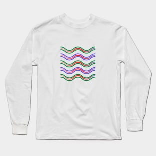 red blue green water waves design Long Sleeve T-Shirt